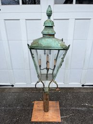 Antique Late 1800's Foster & Pullen English Copper Street Lamp - Working !!