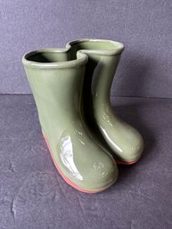 Green Welly Rain Boots Planter - New