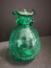 Crackled Green Bud Vase