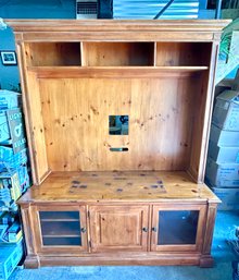 Wooden Entertainment Center With Shelves