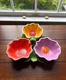 Decorative Painted Tabletop Flower Bowls