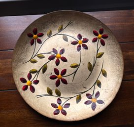 Large Gold Maroon Flower Serving Plate