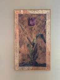 Wooden Tulip Gold Trimmed Wall Art Decor