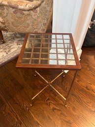 Glass And Metal Lattice Design Side Table