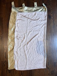 Sheer Light Pink Curtains With Gold Trim - 4 Count