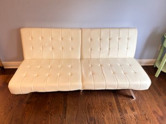 Faux Leather White Futon Sofa