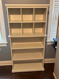 White Bookcase And Shelves With Cubbies