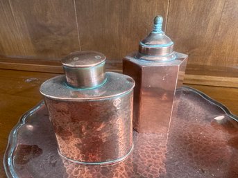 Antique Copper Flask And Canister