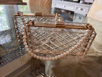 Adorable! Two Plastic Faux Pearl Decorative Clasp Bags