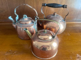 Set Of 3 Copper Pots