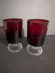 Vintage Luminarc Ruby Red Cordial Stemmed Glasses Set Of 5