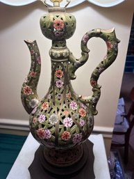 Vintage Painted Tea Pot Lamp