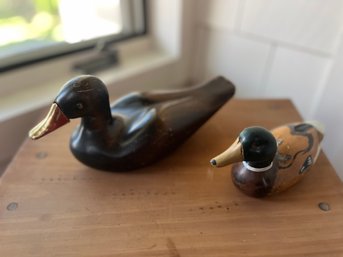 Pair Of Decorative Wooden Ducks