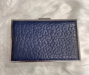 Rectangle Croc Pattern Navy Blue With Silver