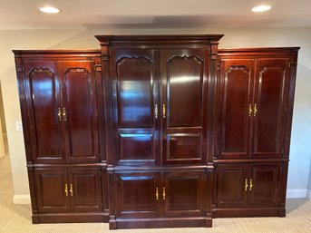 Cherry Wood Armoire Three Piece Entertainment Center Shelf Unit