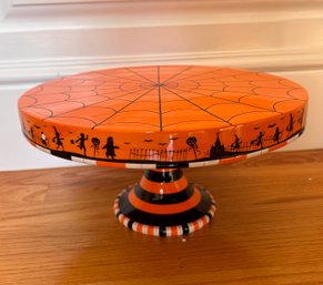 Black And Orange Spooky Spiderweb Pedestal Department 56