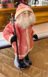 Handmade Father Christmas Figure With Walking Stick