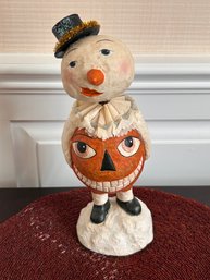 Unique Vintage Style Pumpkin Snowman Bobblehead Figurine