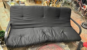 Black Polyester Futon Frame Convertible Sofa