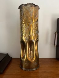 Trench Art Pinched Brass Vase