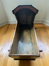 Rare 1800s Wooden Hooded Baby Rocking Cradle