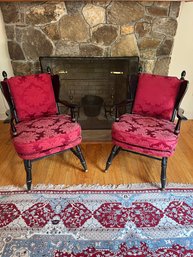Vintage Red Upholstered Side Chairs