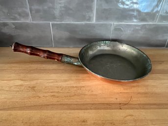 Vintage 9 Inch Copper Pan With Wood Handle