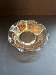 Vintage Depression Glass Golden  Amber Ruffled Bowl