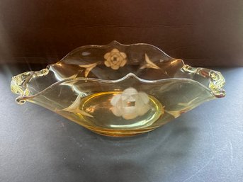 Vintage Yellow Depression Glass Candy Dish