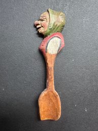 Vintage Carved Folk Art Spoon With Face -Canadian Traditional