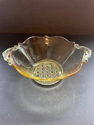 Vintage Lancaster Yellow Depression Glass Plate With Cane Pattern Bottom