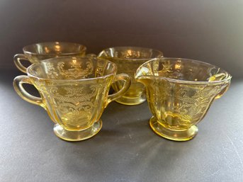 Vintage Federal Glass Madrid Amber Yellow 1930s Glass Set