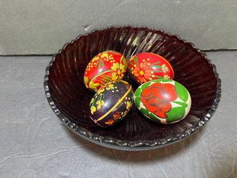 Lot Of Hand Painted Wooden Eggs