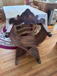 Wooden Curling Armchair, 1900s. Carved Wood