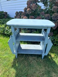 Vintage Blue Painted Magazine Rack Table