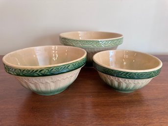 Vintage Pottery Bowls Green/Cream - 22