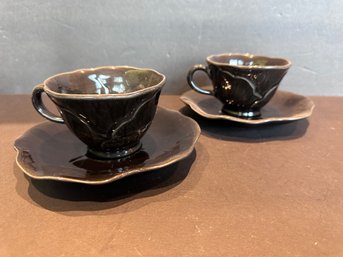 Vintage Metlox California Pottery -Black LOTUS Pattern