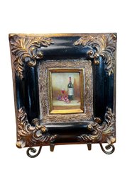 Small Oil Painting Wine Bottle With Oversized Frame