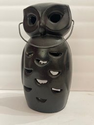 Black Metal Owl Tea-light Holder