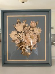 Framed White And Blue Floral Print By Bernard