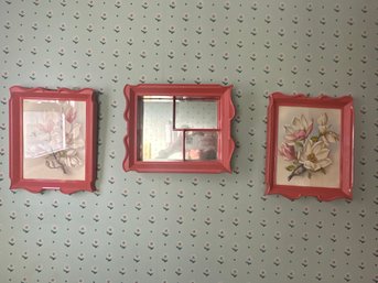 Mid Century Modern 1940s  Framed Set Magnolia Flowers