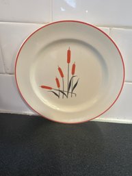 Vintage Universal  Cambridge Pottery Red Cattail Pattern