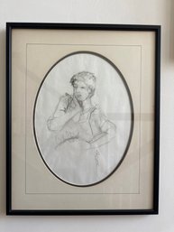 '87 Framed Sketch Art Thoughtful Woman