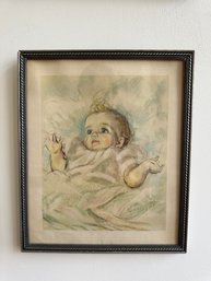 Vintage Framed Glass Baby Spilt Milk Wall Art Print