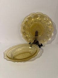 Yellow Glass Plate And Bowl