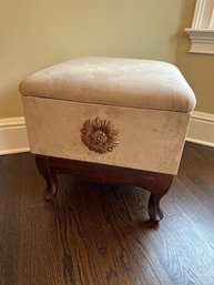 Upholstered Foot Storage Stool With Wood Base