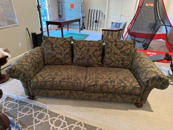 Drexel Heritage Sofa With Green And Gold Floral Design