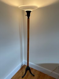 Vintage Torchiere Floor Lamp W/ Painted Metal Tri-Part Feet