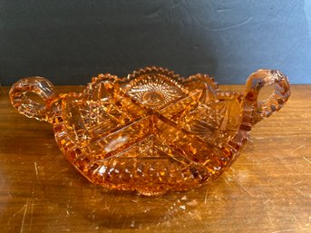 Amber Carnival Glass Candy Dish