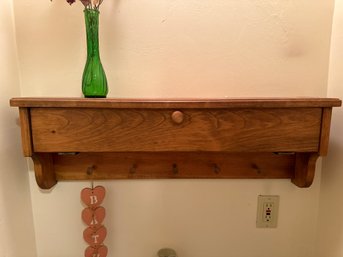 Wood Shelf With Hooks